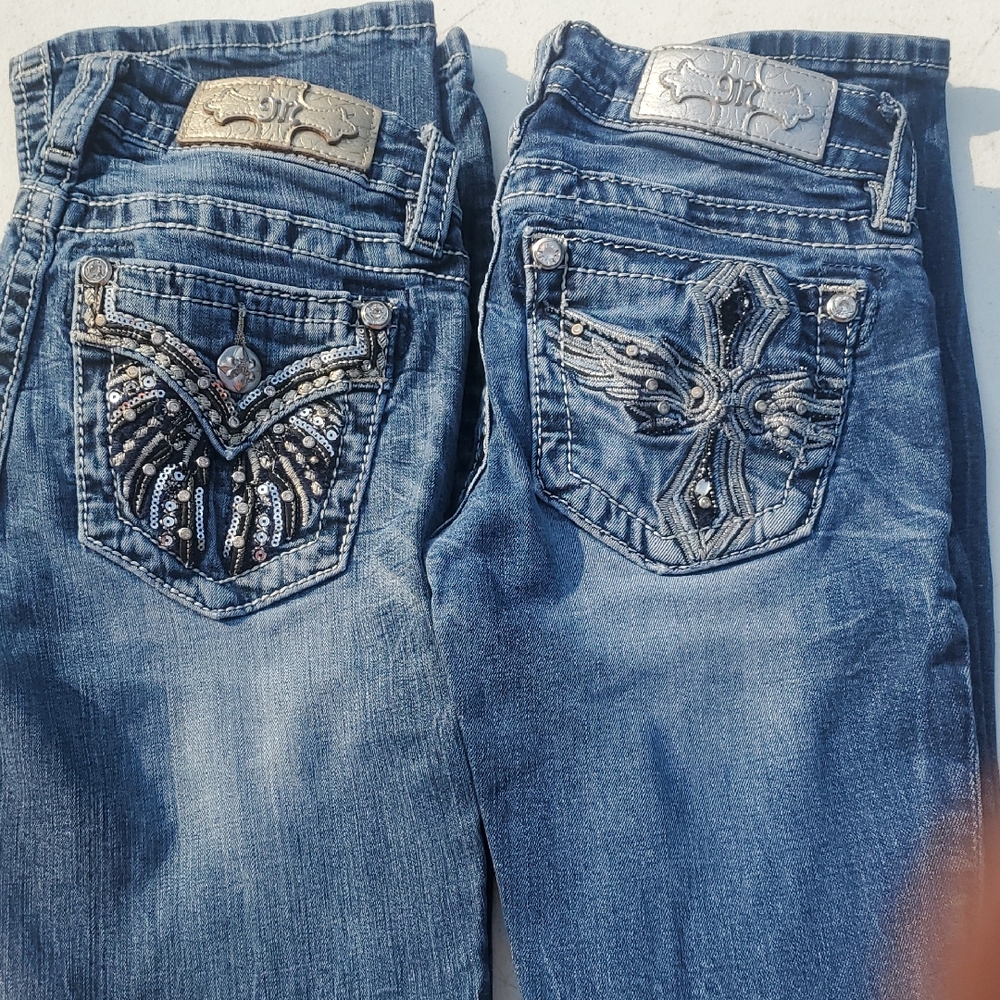 Miss Me Denim Boot Cut Jeans with Silver Accents